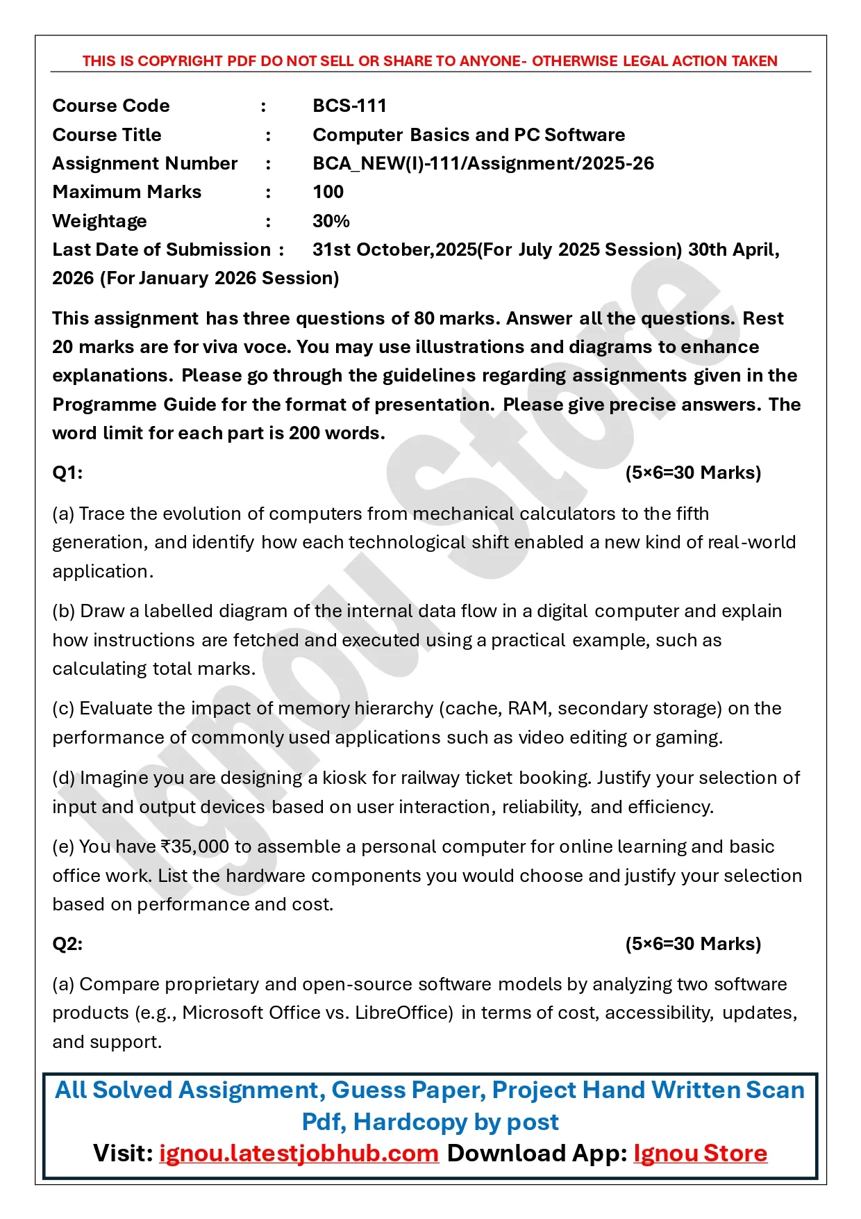 IGNOU BCS-111 Solved Assignment 2025-26 English Medium - Image 2