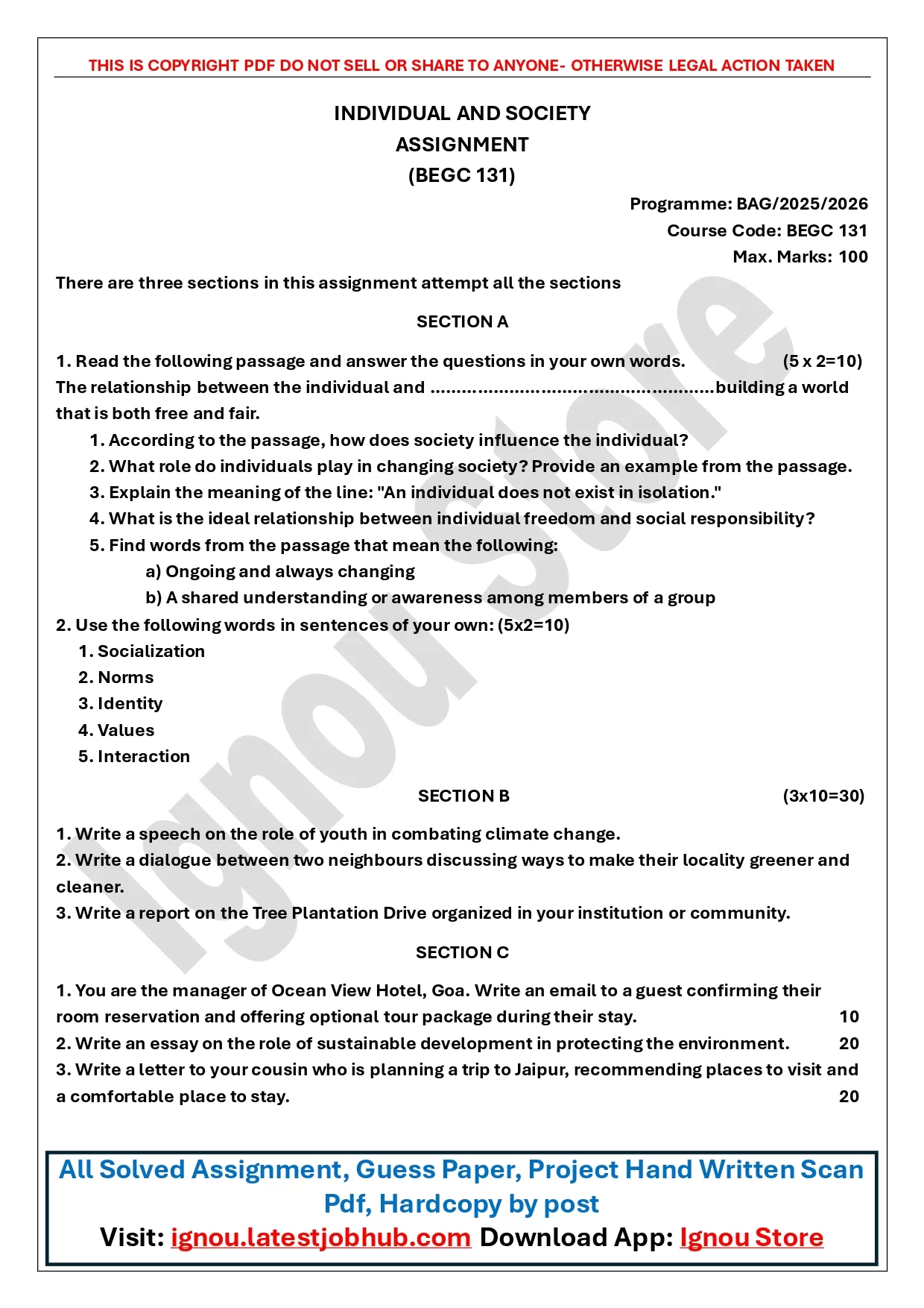 BEGC-131 Solved Assignment 2025-26