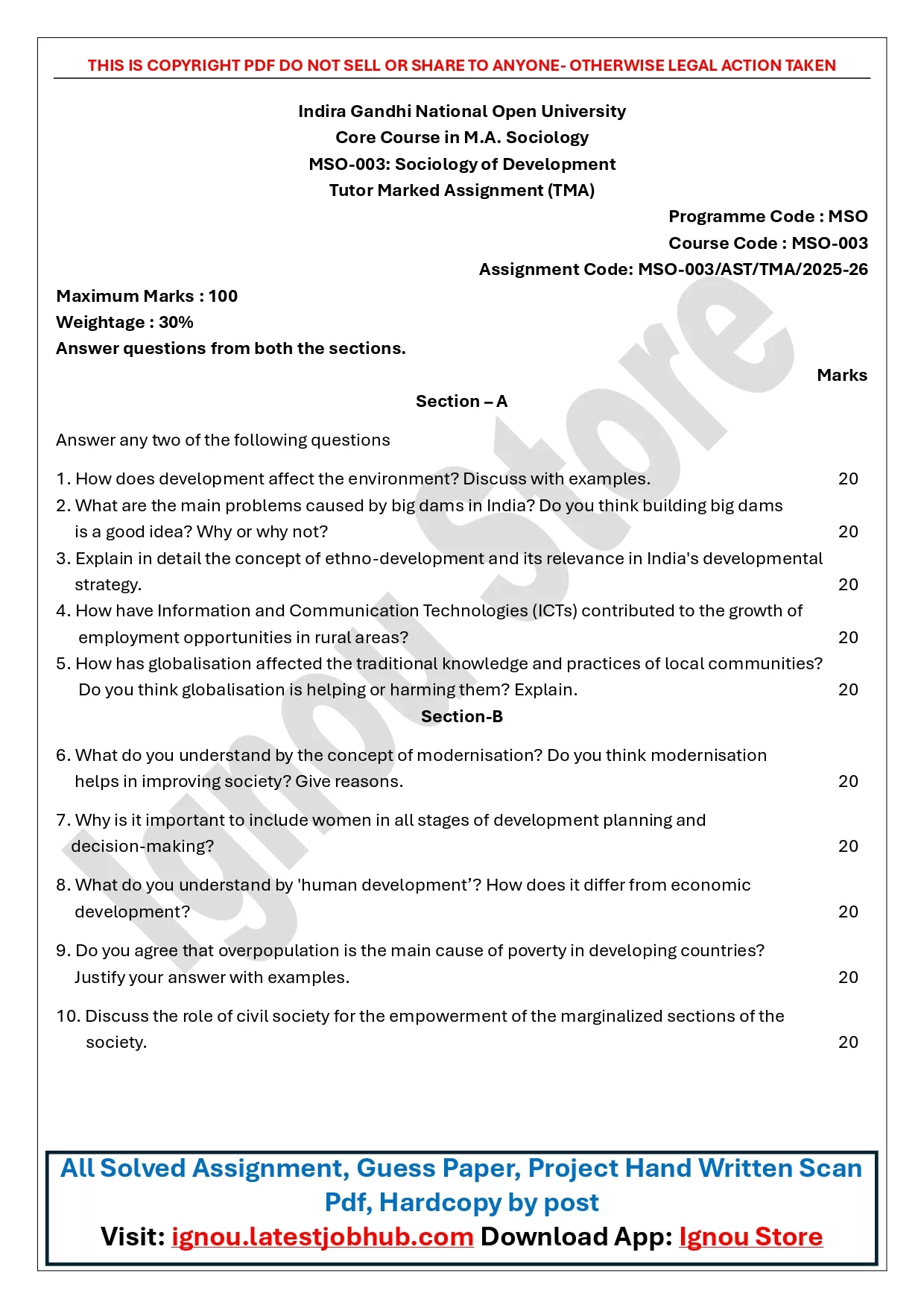 MSO-003 Solved Assignment 2025-26
