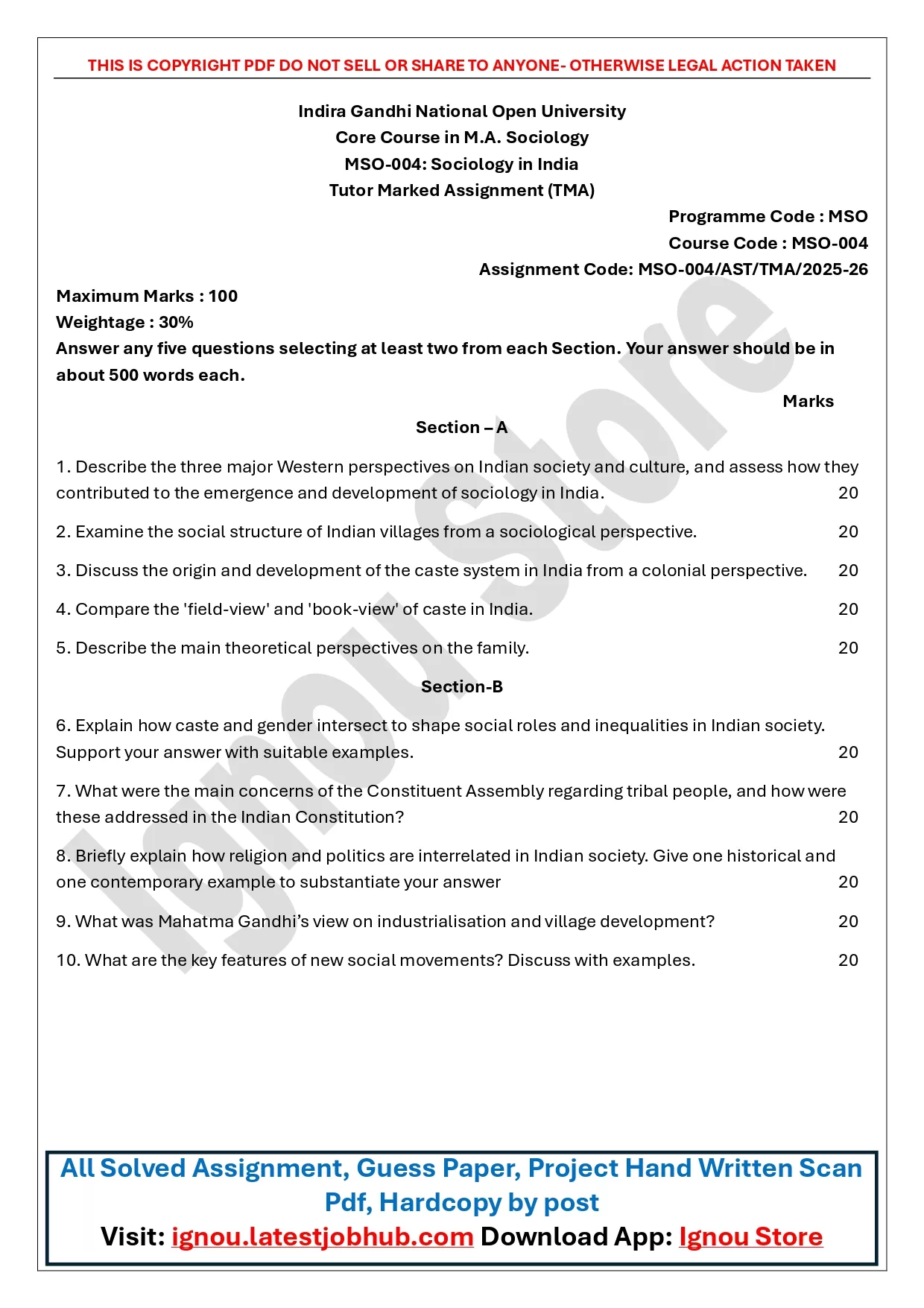 MSO-004 Solved Assignment 2025-26