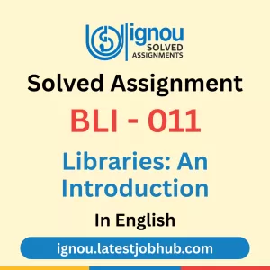 BLI-011 Solved Assignment 2026 english medium
