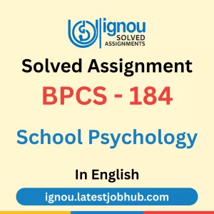 BPCS-184 Solved Assignment 2025-26 English Medium
