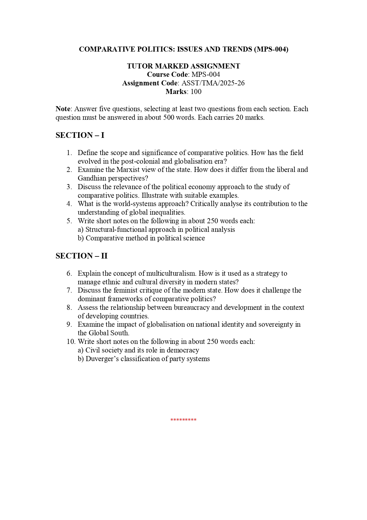 MPS-004 Solved Assignment 2025-26 English Medium